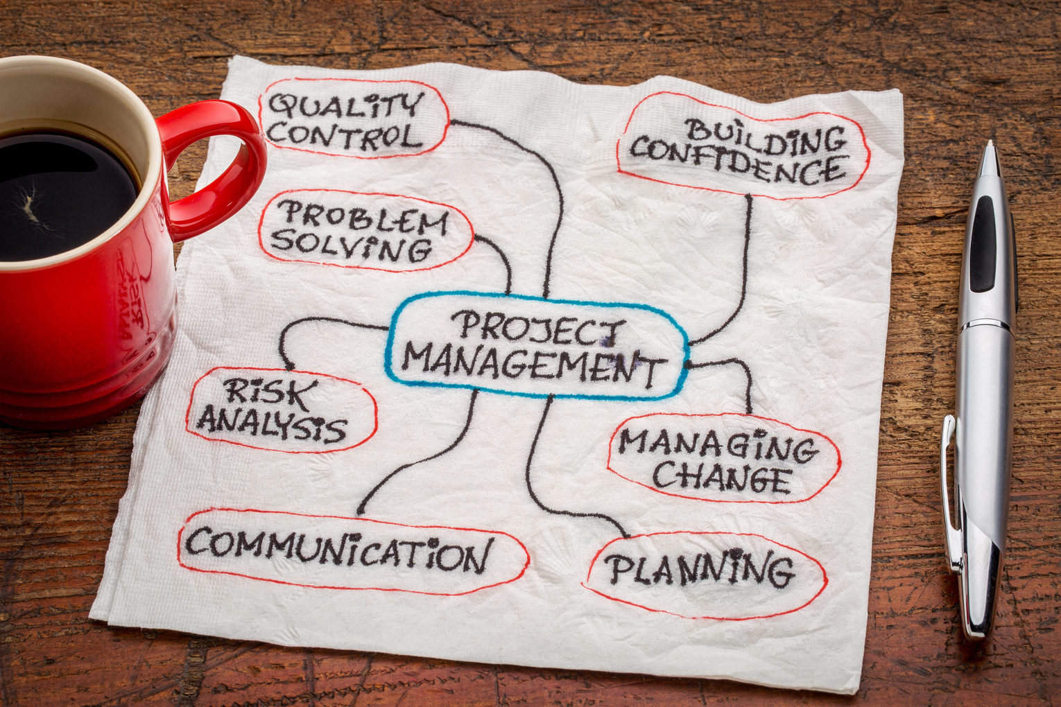 project management flow chart or mindmap